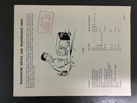 Transmitter service booklet